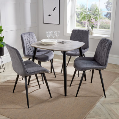 Aspen 5-Piece Casual Dining Set - Square Dining Table & Four Upholstered Diamond Fabric Chairs
