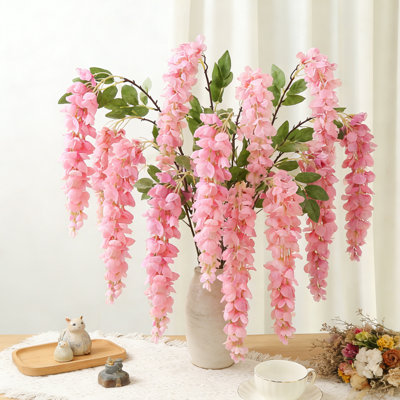 Guirlande de fleurs de 47,2 pouces, ensemble de 7 guirlandes de fleurs artificielles en soie avec 5 têtes de fleurs chacune, vigne réaliste pour la décoration de fête de mariage, résistante aux rayons UV sans entretien