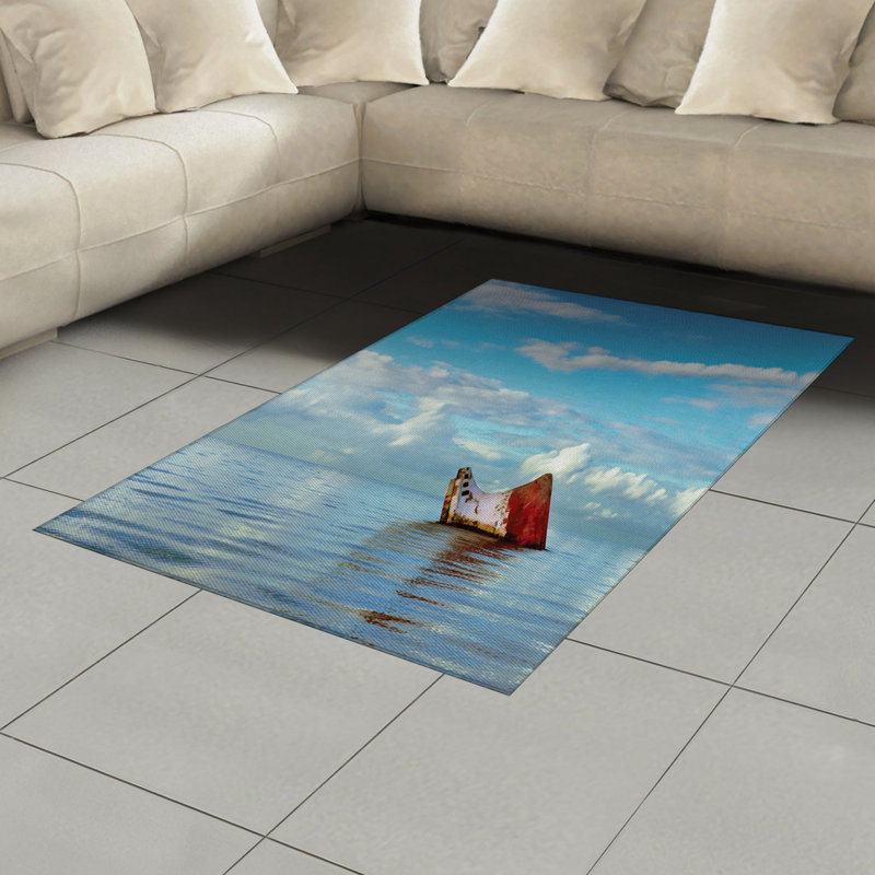 Nautical High Density Long Fiber Poly Threads Decorative Area Rug Carpet, Rectangle 4' x 5'8"