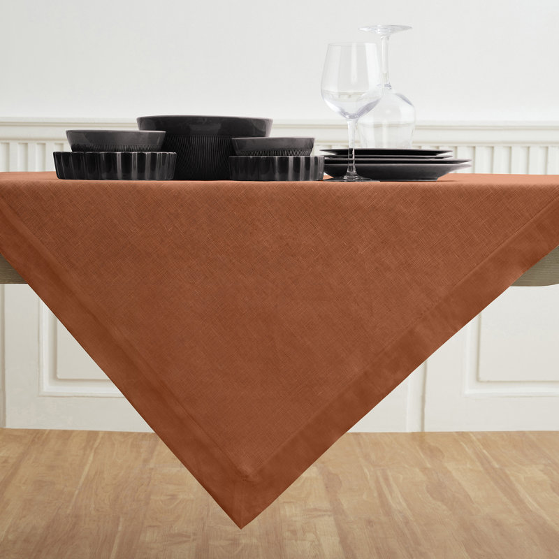 Fete - 100% Pure Linen Table Throw, Cinnamon, Solid Color