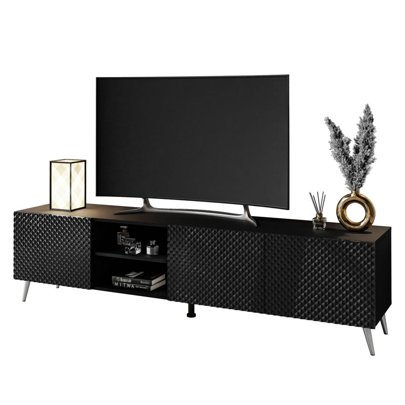 Fredrickson TV Stand, Black/Silver, 49" H x 195" W x 40" D