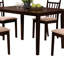 Ensemble de salle à manger beige 5 pièces : coussins de chaise, dossiers à lattes confortables, magnifique table rectangulaire pour 4 personnes, bois et tissu, chaises rembourrées, poids : 44 kg (97 lb).