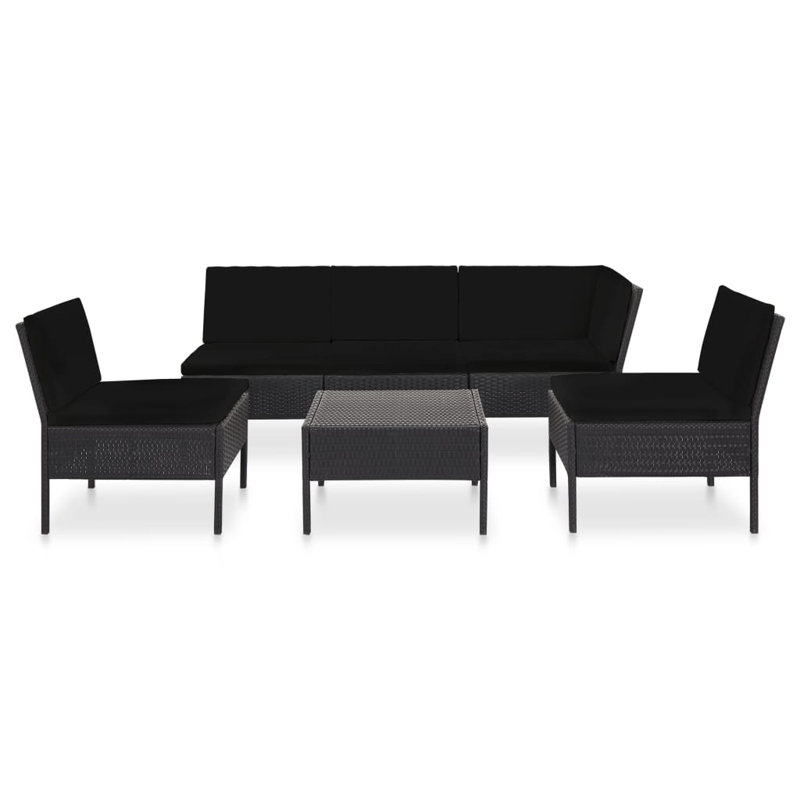 Abu-Sufyan 6 Piece Lounge Chair, Black, Black