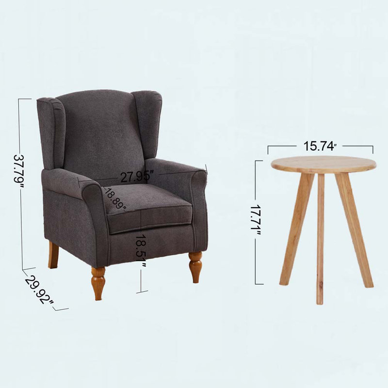 Fauteuil d'appoint à dossier haut, Gris foncé antique