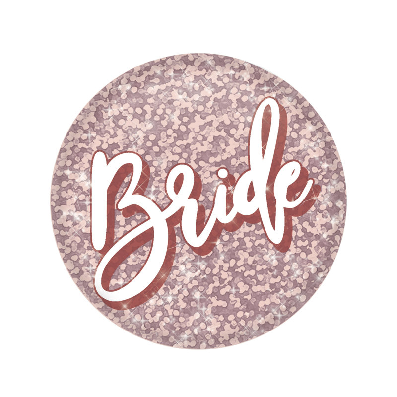 Bride Button - 2" - Pack of 6, Multicolor Pink