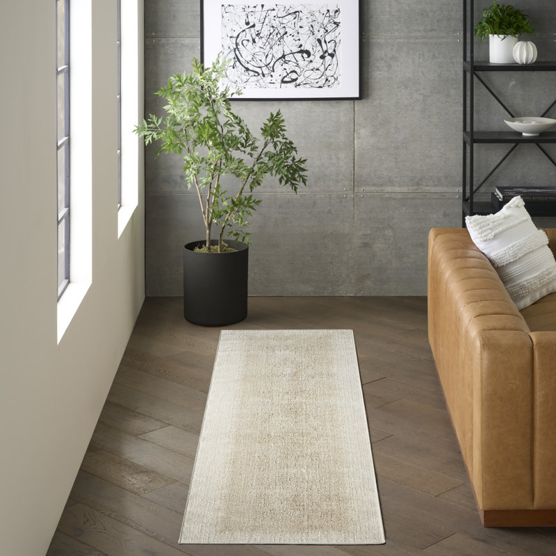 DKNY Grand Street Ivory Beige Modern Indoor Rug, Runner 2'2" x 10'