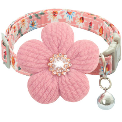 Small Dog Collar With Flower, Puppy Collar For Girl Dog Collars For Small Dogs Cute Dog Collar With Bell, Adjustable Length