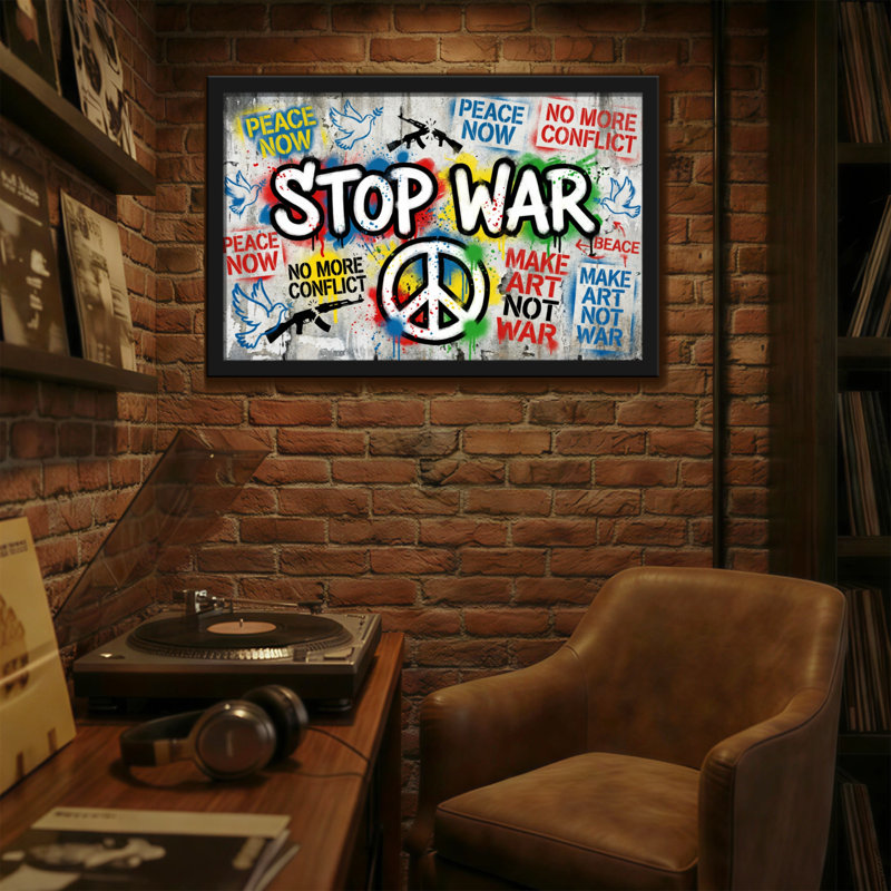 Fashion Stop War Peace Now Make Art Not War, H 12 po x l 18 po