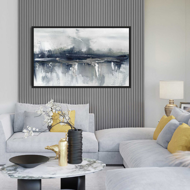 Indyscape II par Stella Chang - Peinture, L 63,5 po x H 39,5 po, Cadre noir