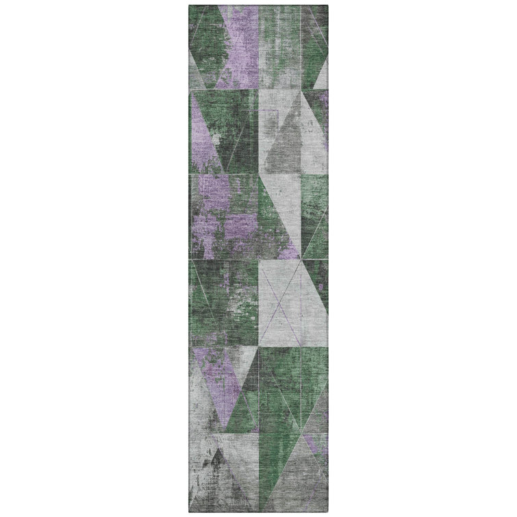 Machine Washable Indoor/Outdoor Xhevrie Emerald Rug