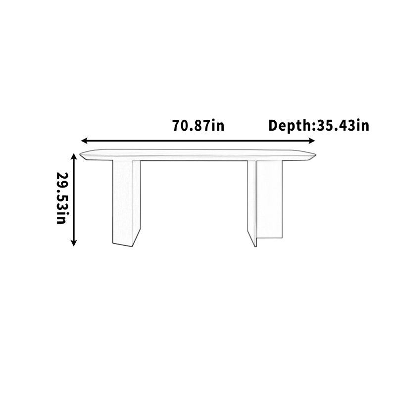Pieds en acrylique pour le bureau, simples et rectangulaires, H 29,53 po x l 70,87 po x P 35,43 po, Brun