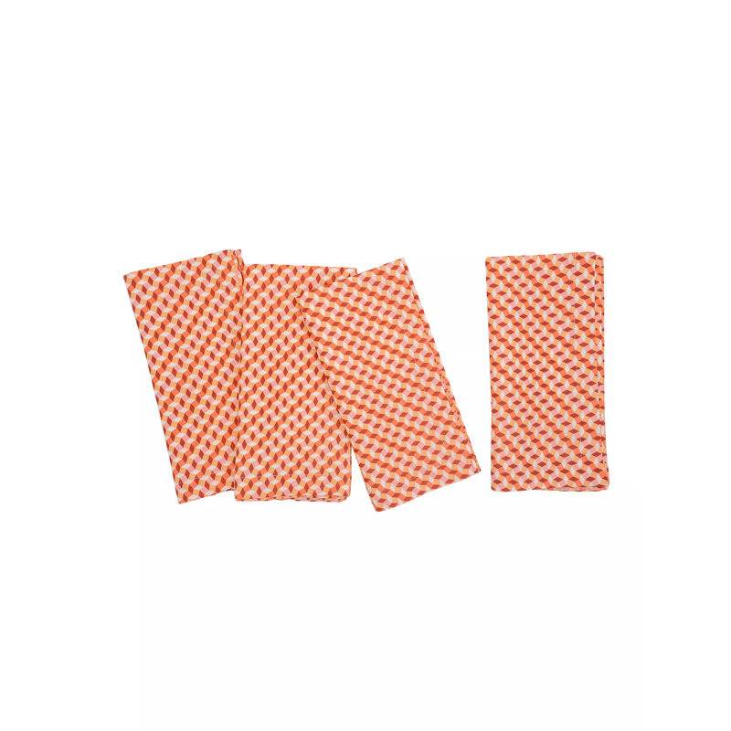 Retro Cube Napkins, Set Of 4, Peach