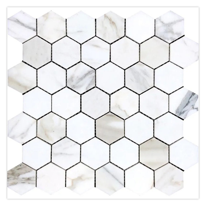 Serena 12 x 12 Calacatta Gold Polished Marble Mosaic Hexagon Tile (4.83 Sq Ft/Case) - 5 Pack