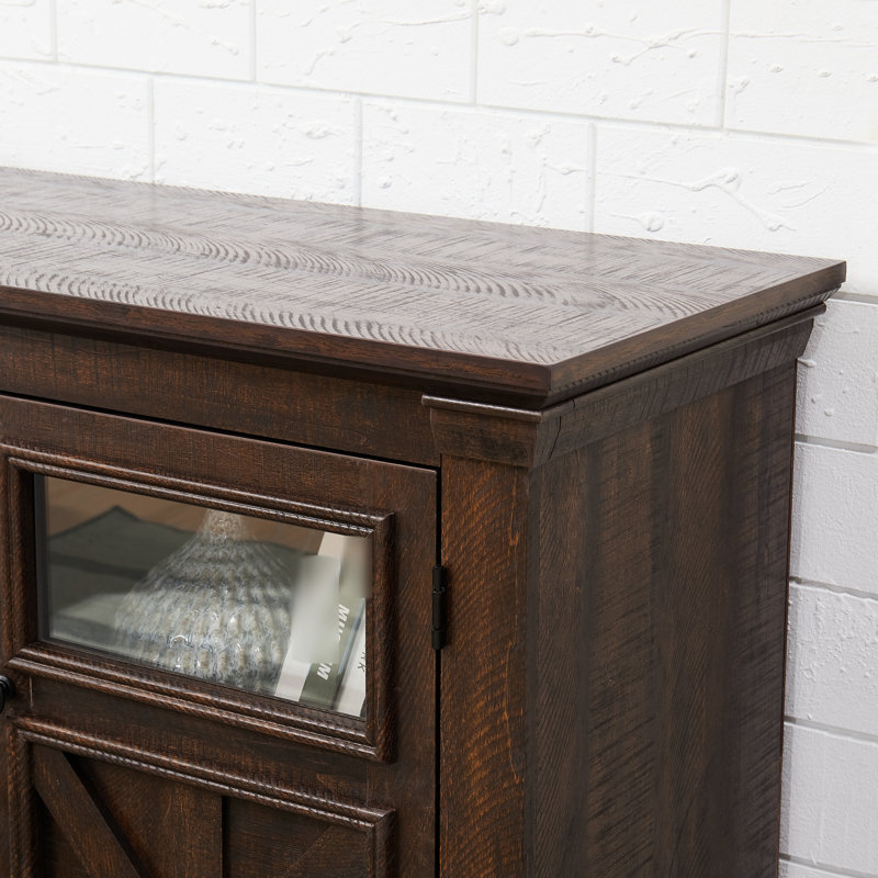 Meuble télé, l 58,82 po, foyer encastré 18 po, 2 portes, 6 découpes de câbles, options de rangement Foyer l 58,82 po, armoire à portes, trous, espace multifonctionnel