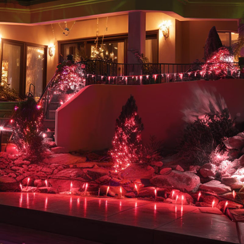 Guirlande solaire 100 lumières DEL pour fêtes, imperméables et extérieures, avec 8 modes (ensemble de 2), Rouge