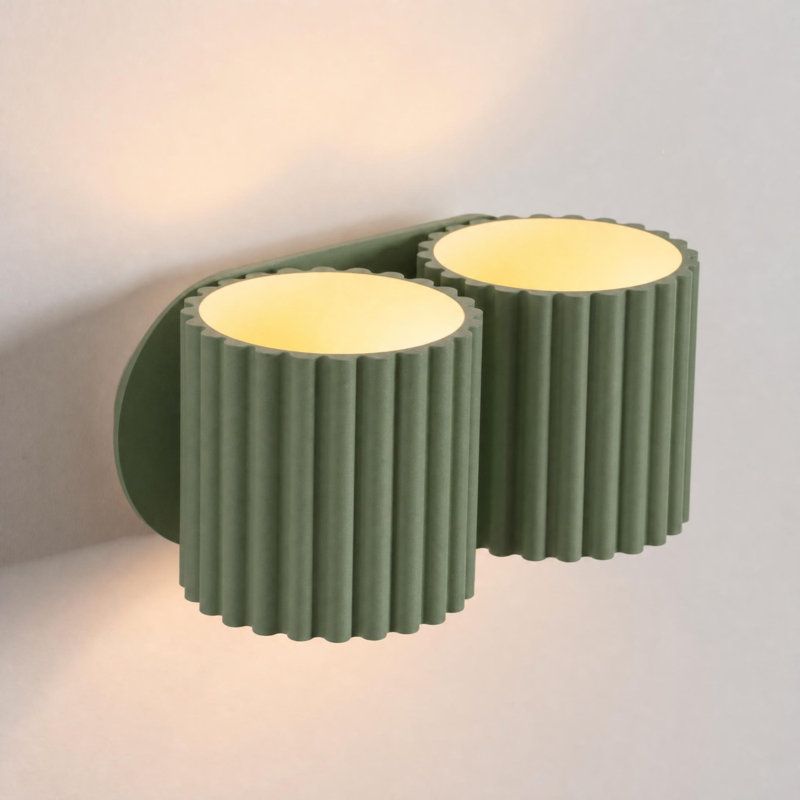 Aura Aluminium Flush Mounted Sconce, 21x12x10 cm, Olive Green, 2 Lights