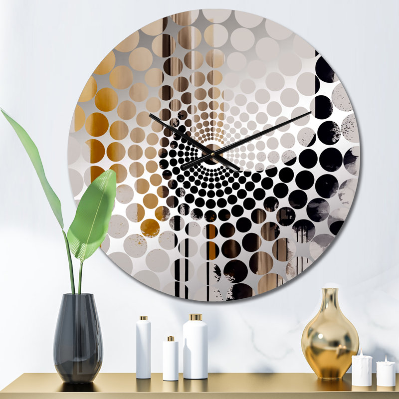 Golden Minimalist Abstract I - Horloge murale abstraite, Petit