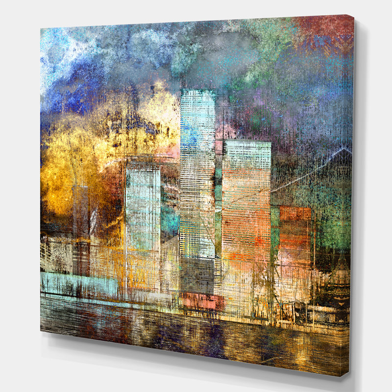 Cityscape of Skyscrapers in Modern City II - reproduction d'art sur toile, H 16 po x l 16 po x P 1 po, Toile tendue