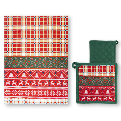 Fall Winter Plaid Linen Set Kitchen Towel
