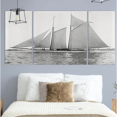 Voilier Yacht VII - 3 pièces, reproduction de photo sur toile