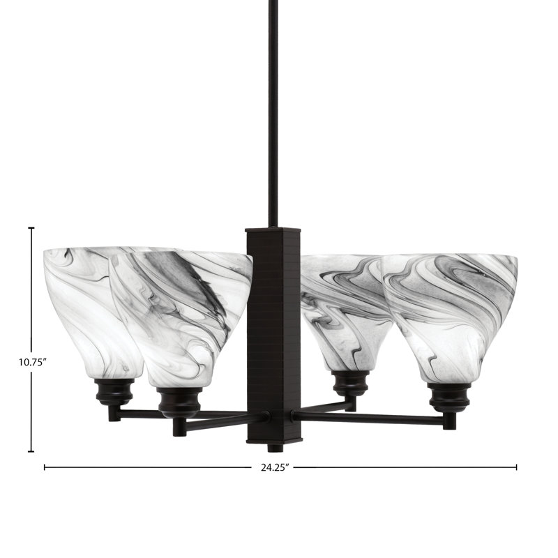 Lustre 4 lumières Edge avec verre tourbillon onyx 6,25 po, Espresso