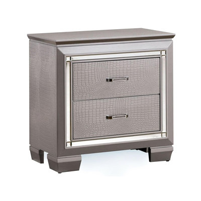 Contemporary Bedside Cabinet With Charging - White High Gloss Lacquer Coating, Handles & Feet, 2 Drawers Solid Wood Bedroom Modern Nightstand For Finish, Handles, Port,