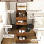 Meuble-lavabo 3-en-1 avec éclairage de bureau et tabouret confortable