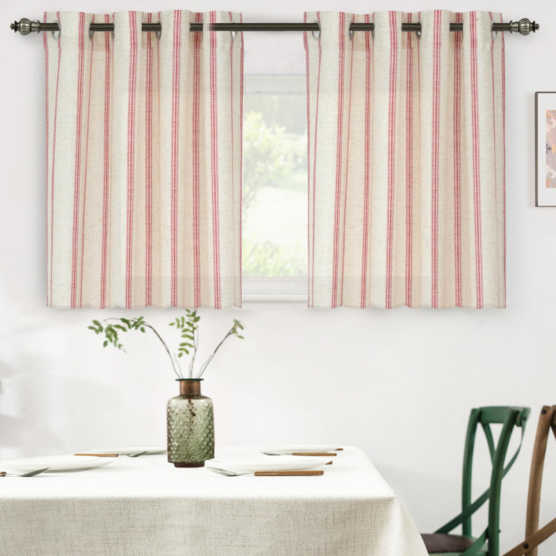 Rideau en mélange de lin Jeanenia, Rouge, 52" W x 36" L
