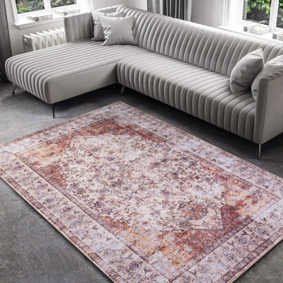 Luxurious Machine Washable Carpet, 100% Polyester, 7.5 x 10.8 Feet | Pile Height: 0.2 Inches, 1850 g/m² | Recycled Poly Cotton Underside, Easy Care, Perfect for Living Room & Bedroom, Soft & Durable Design