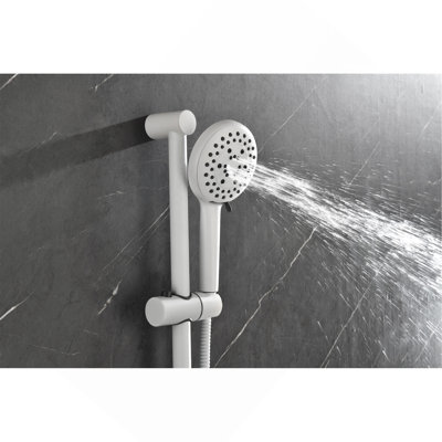 Shower System with Shower Head, Hand Shower, Slide Bar, Bodysprays, Shower Arm, Hose, Valve Trim, and Lever Handles