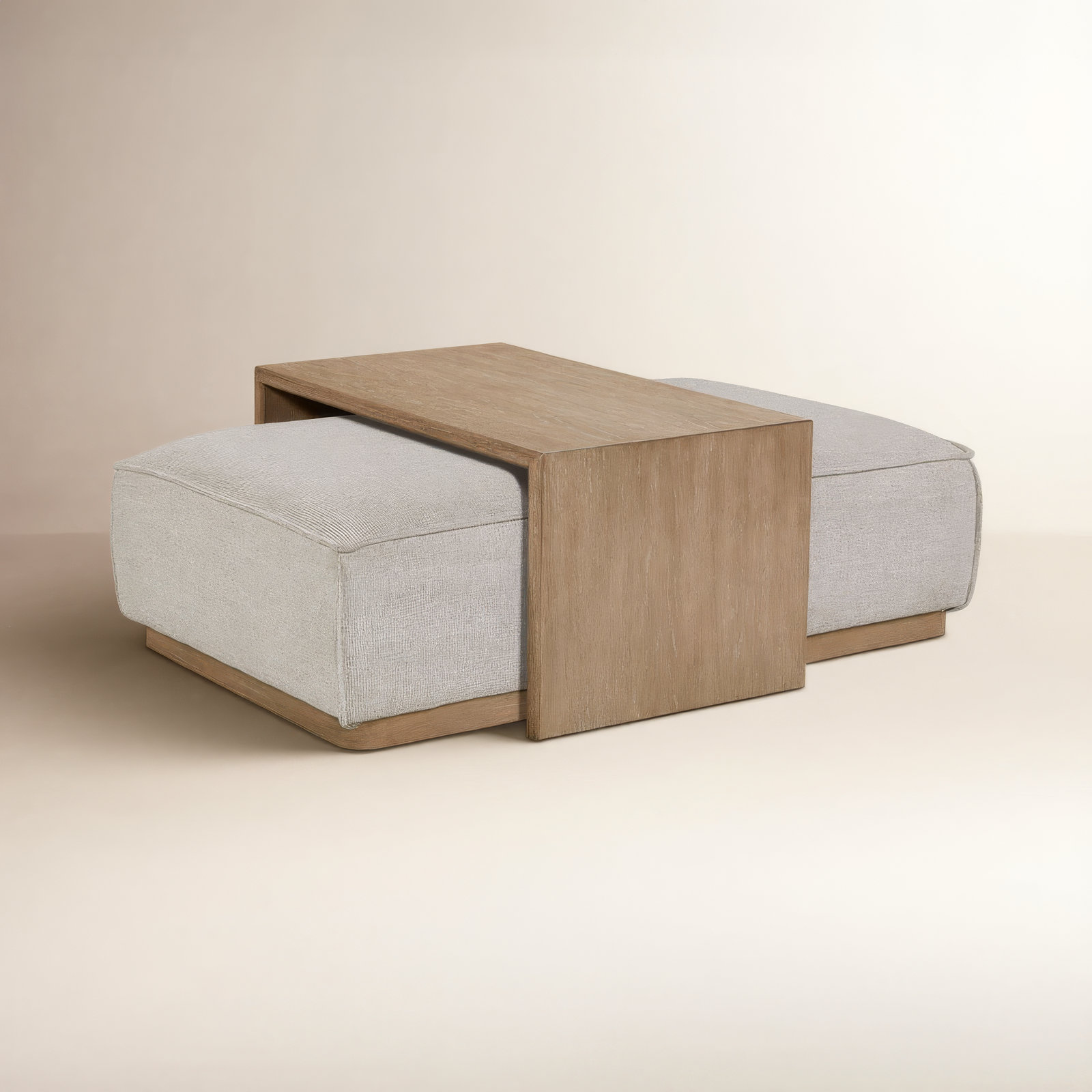 Marielle 49" Ottoman with Tray Table, Gray