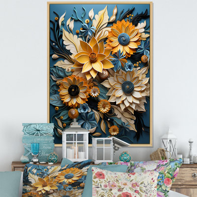 Tournesols abstraits bleus et beiges