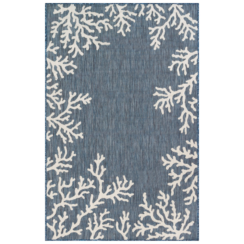 Tapis bleu marine intérieur / extérieur Mance, Rectangle 3 pi 3 po x 4 pi 11 po