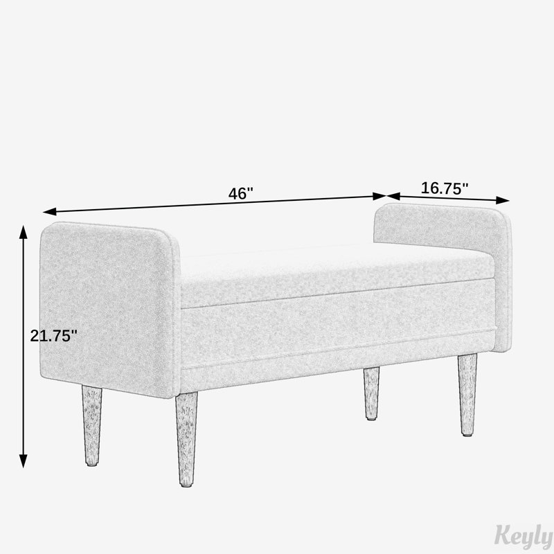 linen fabric Storage Ottoman Bench For Entryway, Black