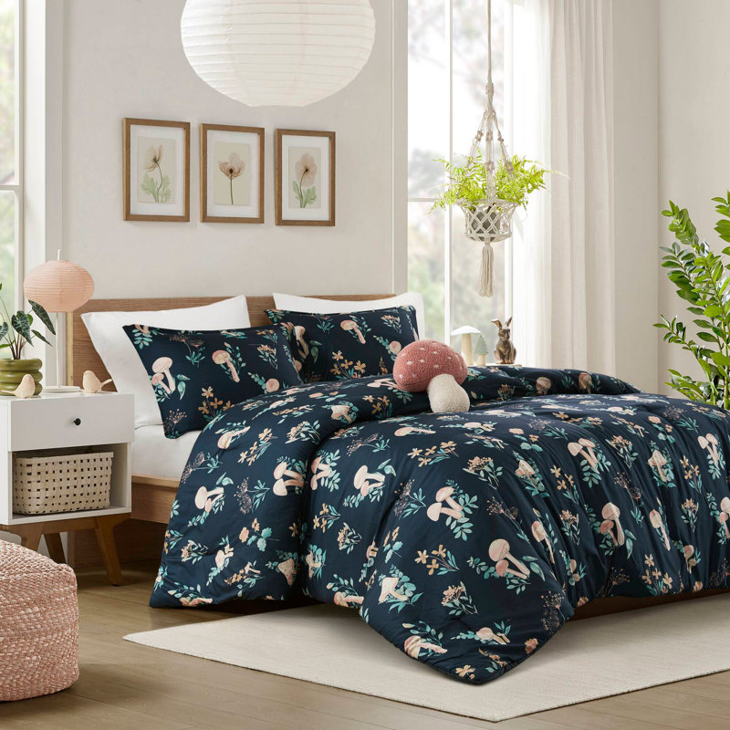 Whimsical Garden Microfiber Comforter Set with Hypoallergenic Fill