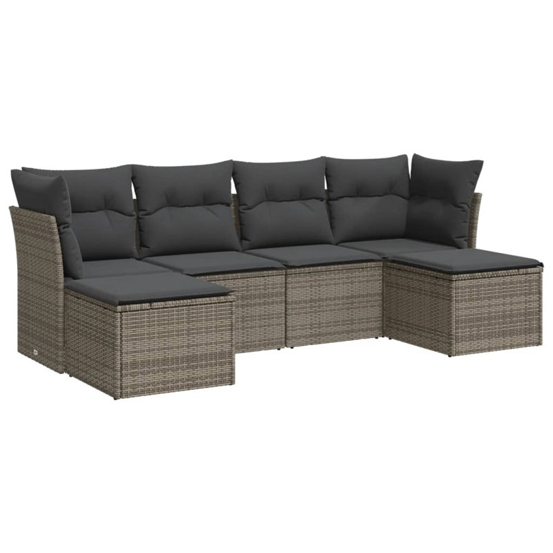 Vidaxl Garden Sofa Set PE Rattan, Powder-Coated Steel 6 Piece