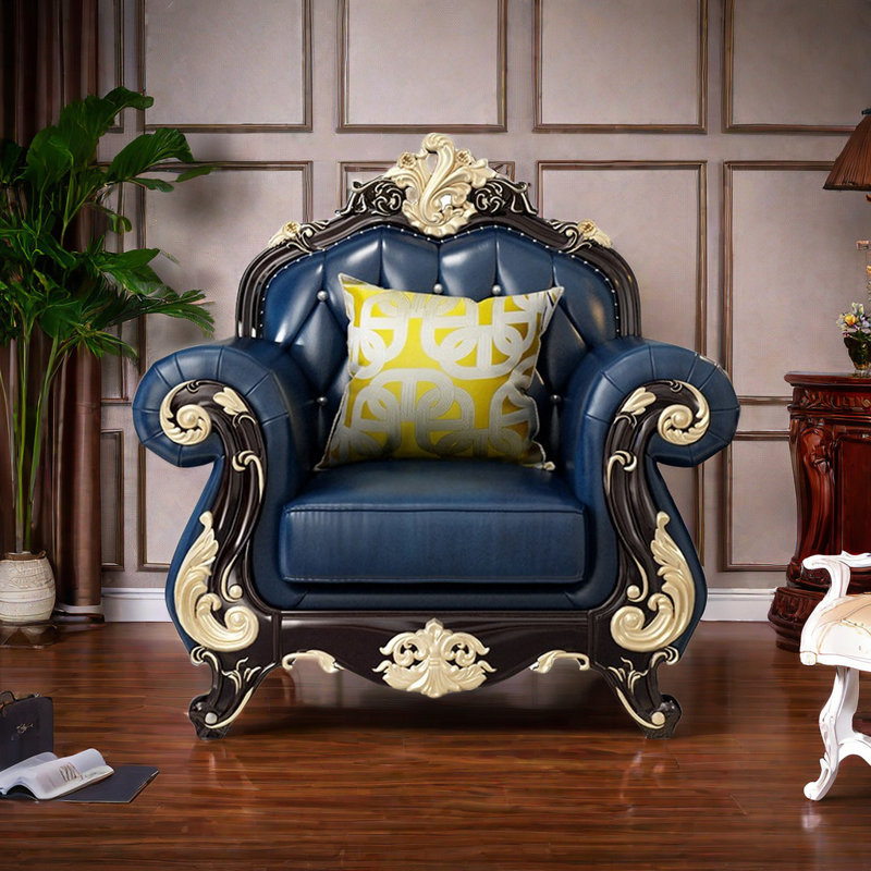 Fauteuil en cuir de vache de 49,21 po de largeur