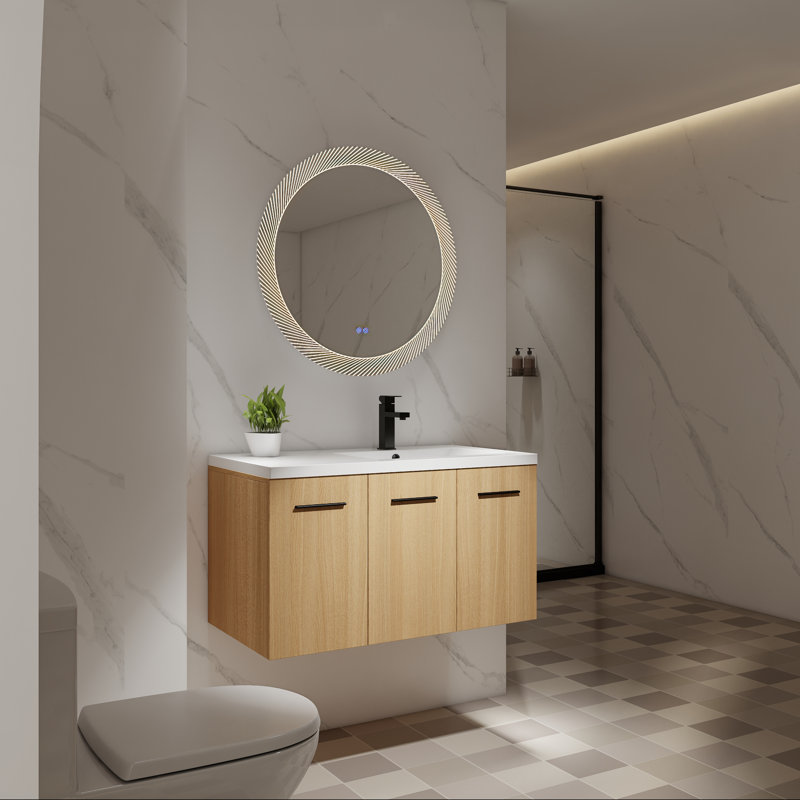 Meuble-lavabo mural 36 po avec lavabo intégré 36 po, 3 portes, Oui