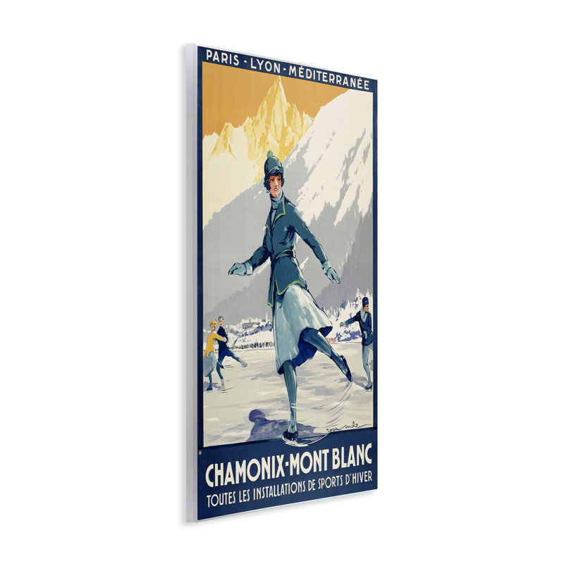 Publicité rétro sur plaque de patinage sur glace, design par Marcus Jules, H 15 po x l 10 po