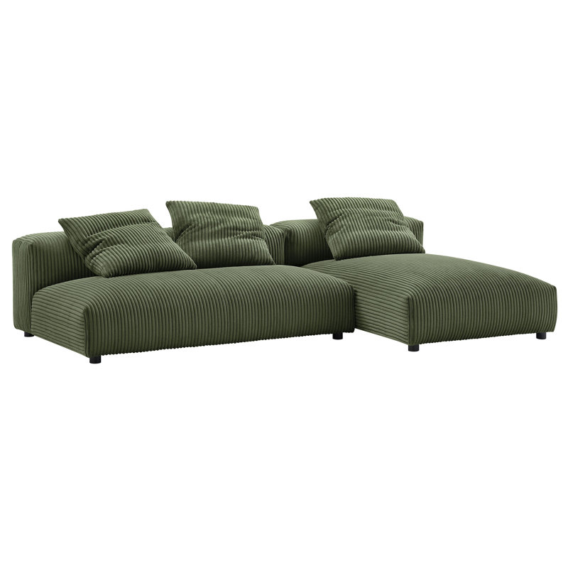 Solace 2-Piece Modular Upholstered Sectional Sofa With Chaise, Beige Fabric