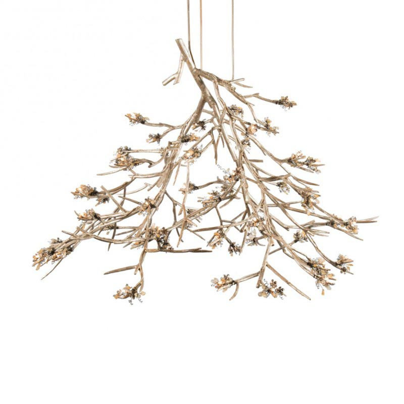 Luminaire suspendu Light Branch Bloom Vivant Citrine Beats, Bronze antique, H 46 po x l 50 po x P 60 po, Cristal de roche