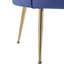 Fauteuil d'appoint 34 po en velours bleu à dossier festonné avec pieds en métal