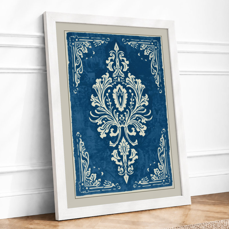 Ornamental Damask Art Deco - Print, A1 - 84.1 x 59.4 cm, White