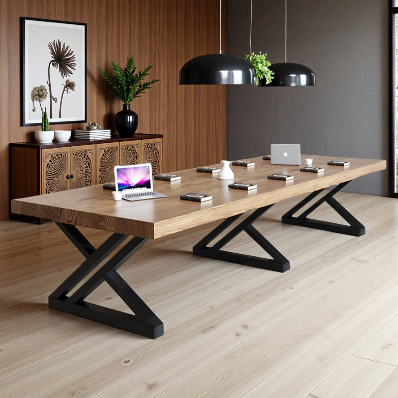 Modern walnut solid wood rectangular dining table, 29.53"H x 102.36"L x 39.37"W
