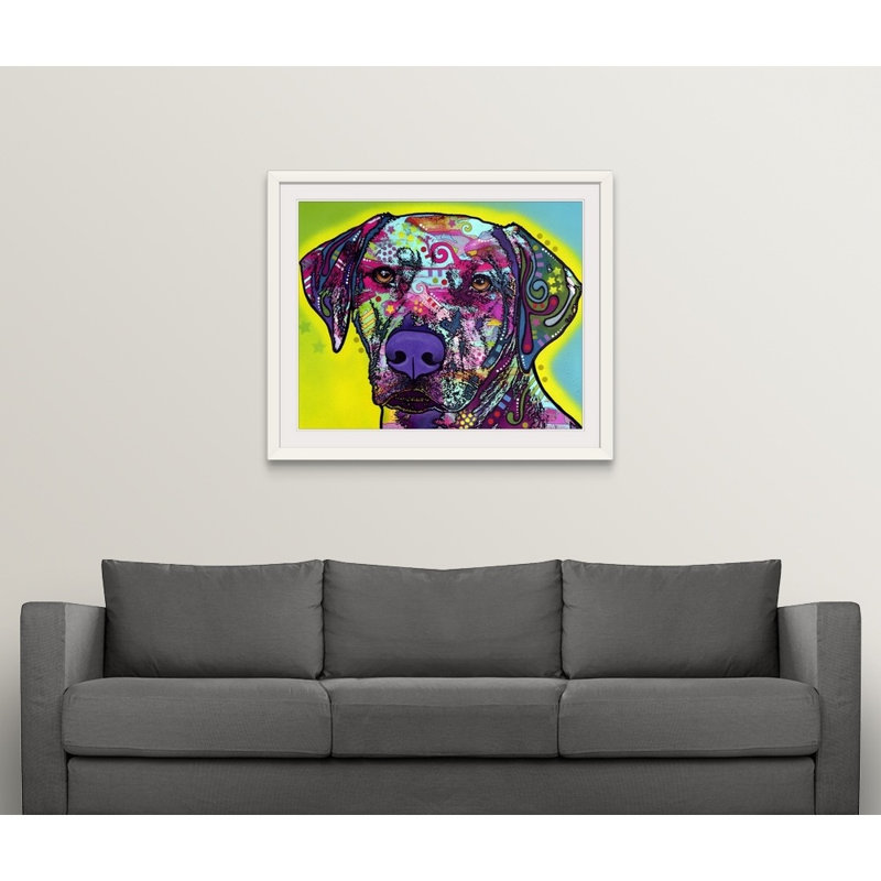 «Rhodesian Ridgeback» par Dean Russo - reproduction, H 24 po x l 28 po x P 1 po, Cadre blanc