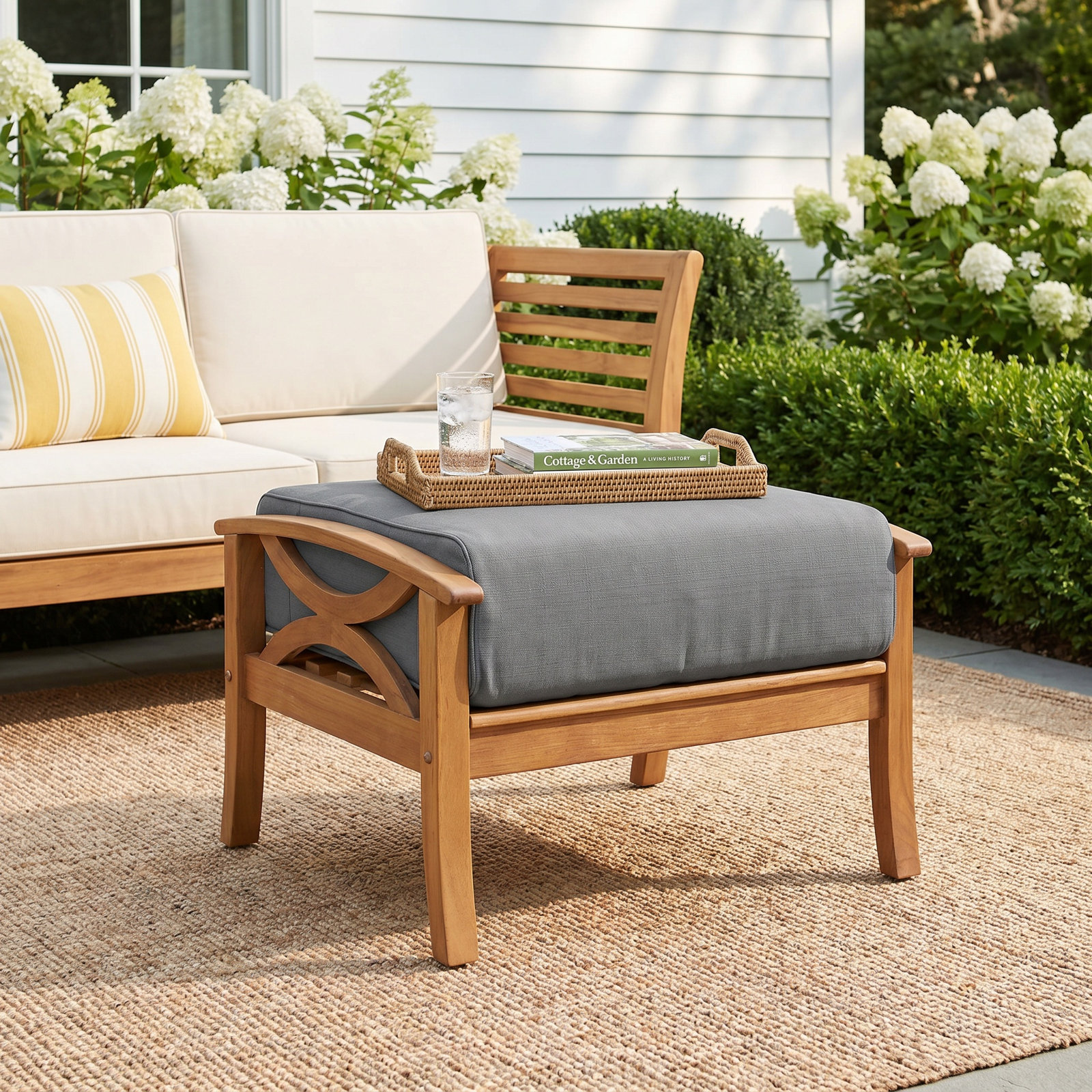 Malena Teak Patio Footstool