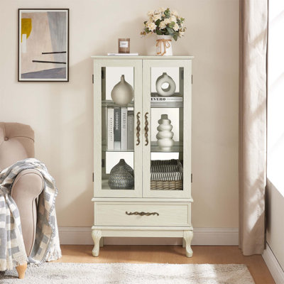 Exquisite Vintage-Inspired Curio Cabinet with Versatile Storage and Illuminating Feature for Displaying Treasures