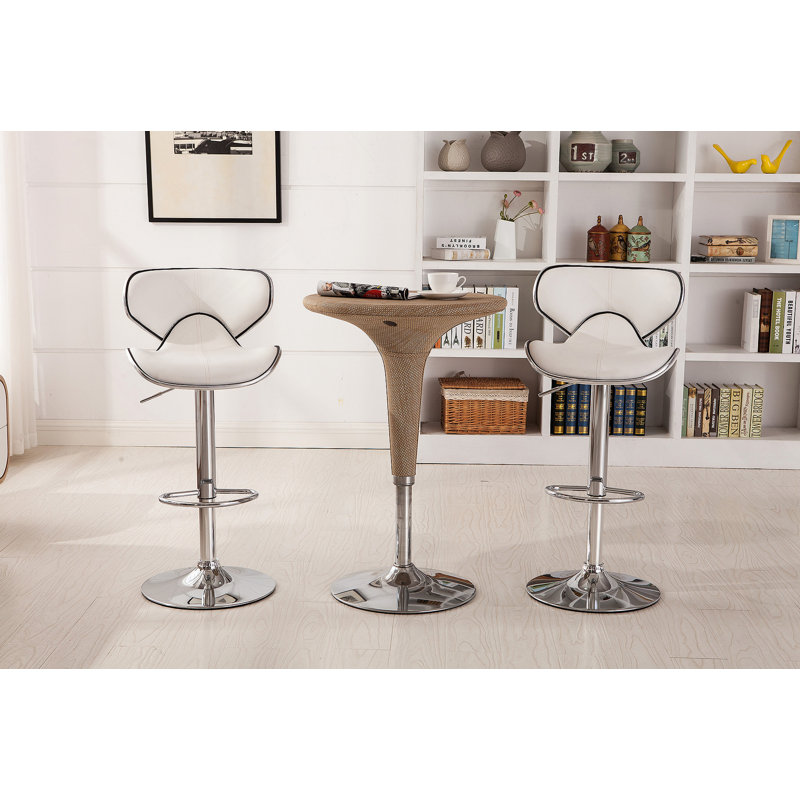 Ensemble de 2 tabourets pivotants réglables Masaccio avec base chromée Airlift, blanc