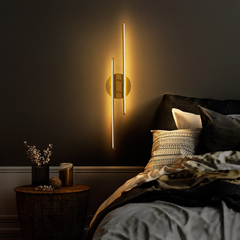 Lampe murale Cobers Elegant Gold avec corps en métal, 6,7 po x 33,9 po x 2,0 po | DEL intégrée 16 W 3 000 K | Plaque de base en métal robuste (4,0 pouces de diamètre) | Éclairage moderne pour la décoration intérieure, classé IP20, élégant et fo