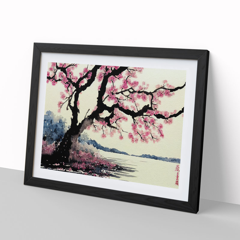 Bedazzled Cherry Blossom Tree - Single Picture Frame Painting, Black Framed, 34cm H x 46cm W x 2cm D